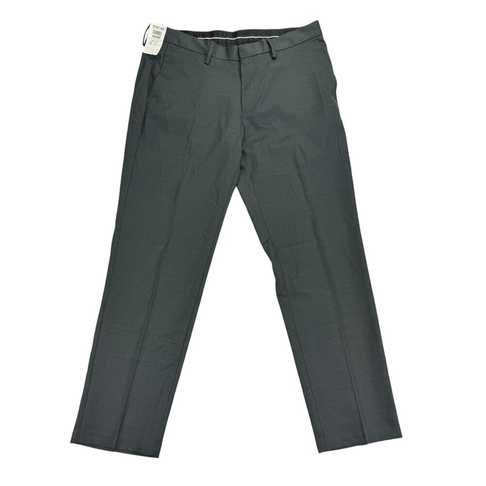 Kenneth Cole Mens Slim Fit Stretch Solid Dress Pants Charcoal 34x29